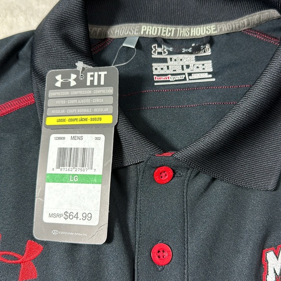 Under Armour Mustangs Mens Polo Black and Red Size Large - Picture 4 of 6